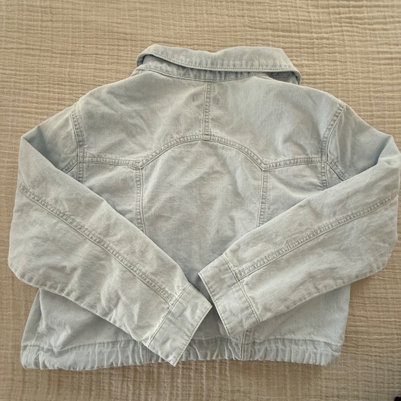 Democracy Jacket Denim Twill Button Down Tie-Front Utility Pocket Cropped Blue M - Picture 4 of 4